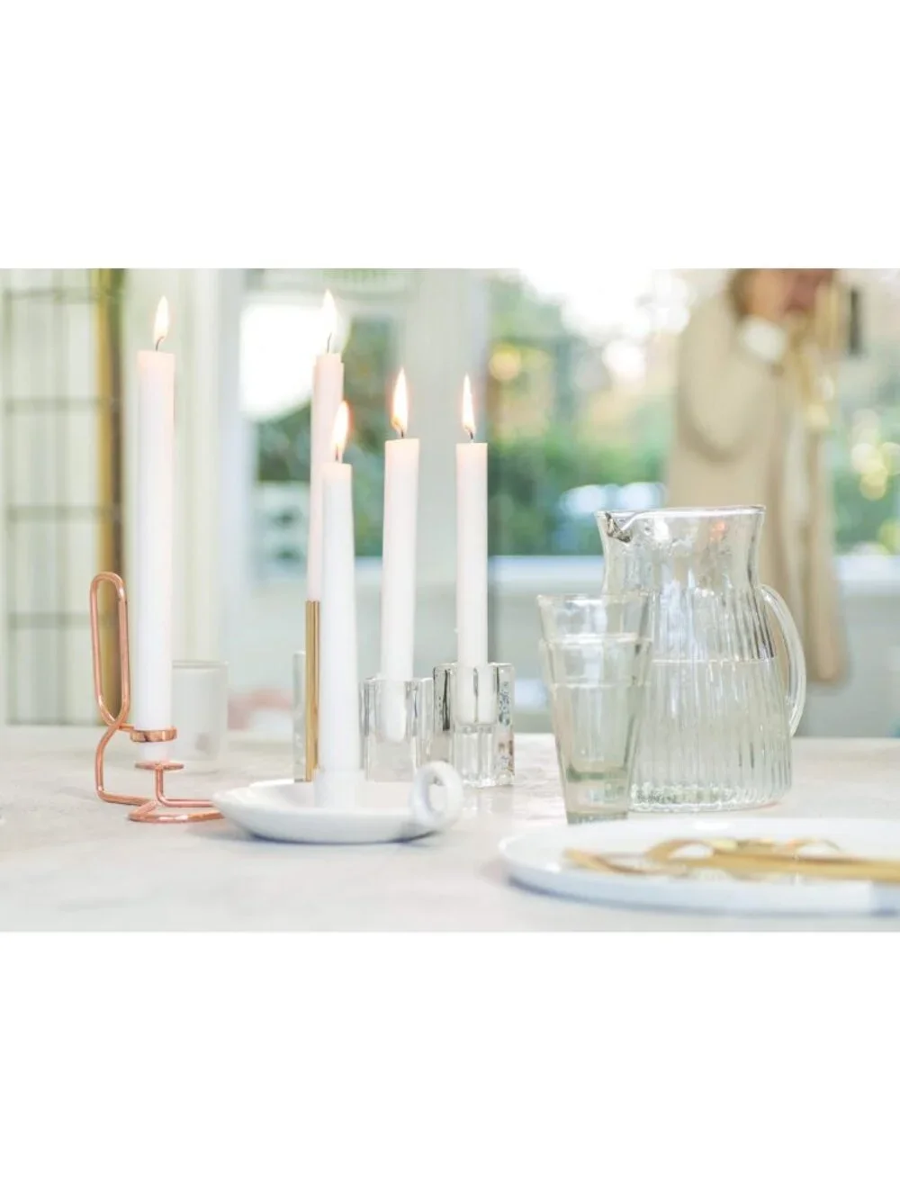 100 Count White Taper Candles - 10 Inch Dinner Candles, Smokeless & Dripless